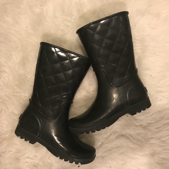 Sperry Nellie Black Quilted Rainboots - Picture 2 of 5